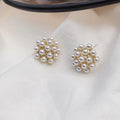 Korean style pineapple starfish pearl earrings in electroplated alloy with gemstone inlay