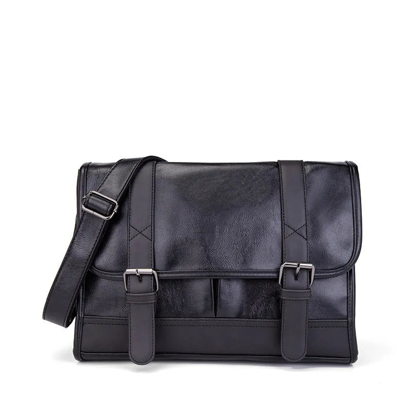 Black Korean style men's backpack with anti-theft function and sewing thread details