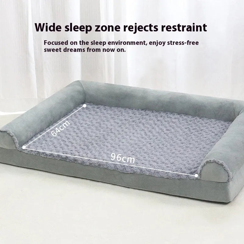 Light grey cloth dog kennel for medium-large breeds showing soft sides and low-wall design