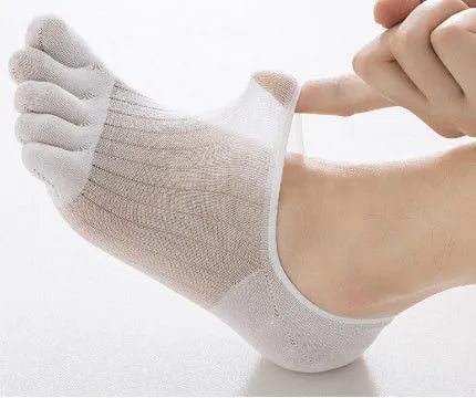 Modal cotton five-finger boat socks in black, dark grey, light grey, khaki and white colours