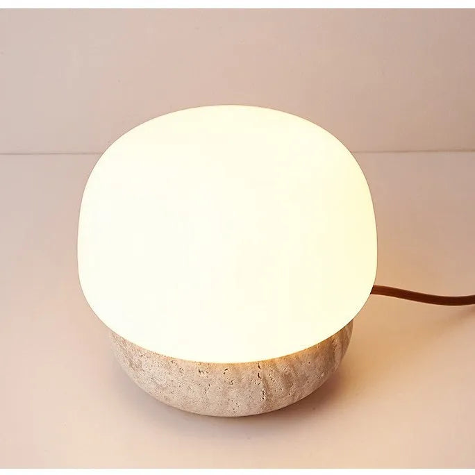 Cream retro bedside lamp with button switch and 18x17cm dimensions