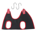Pet grooming hammock restraint bag suspended for dog nail trimming