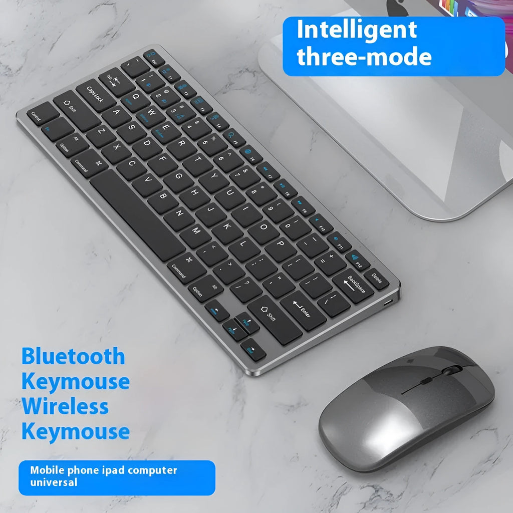 Ultra-thin wireless keyboard and mouse combo in black, gun colour, or silver with protective keyboard cover