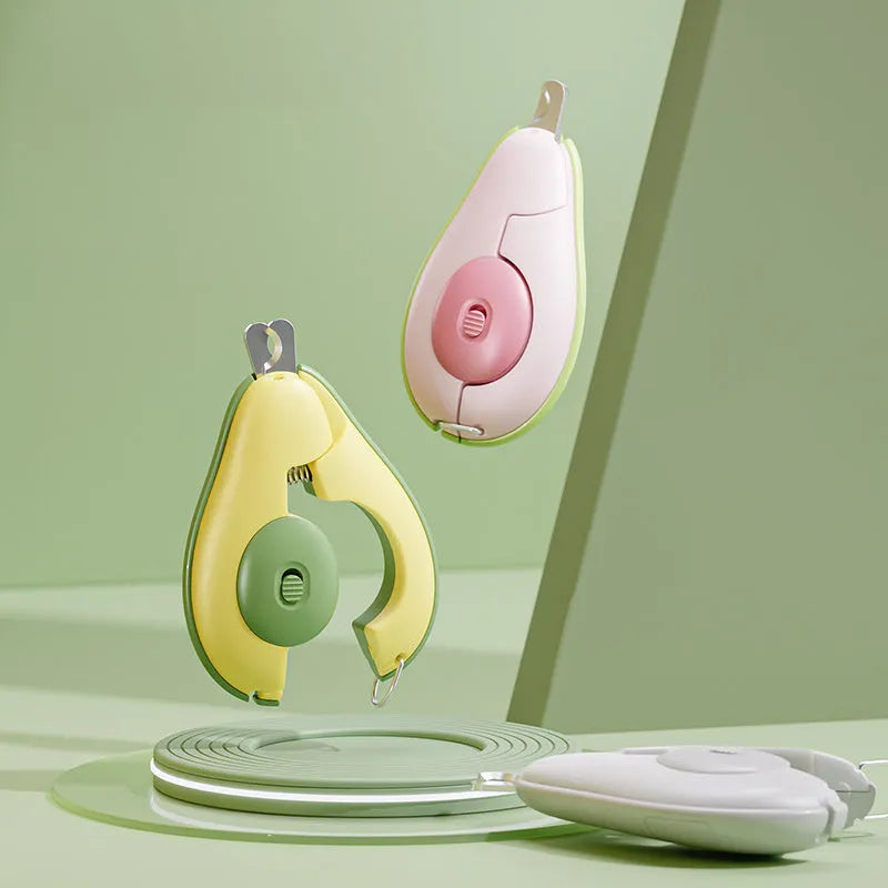 Green professional pet nail clipper with LED light and safety guard for small dogs and cats.