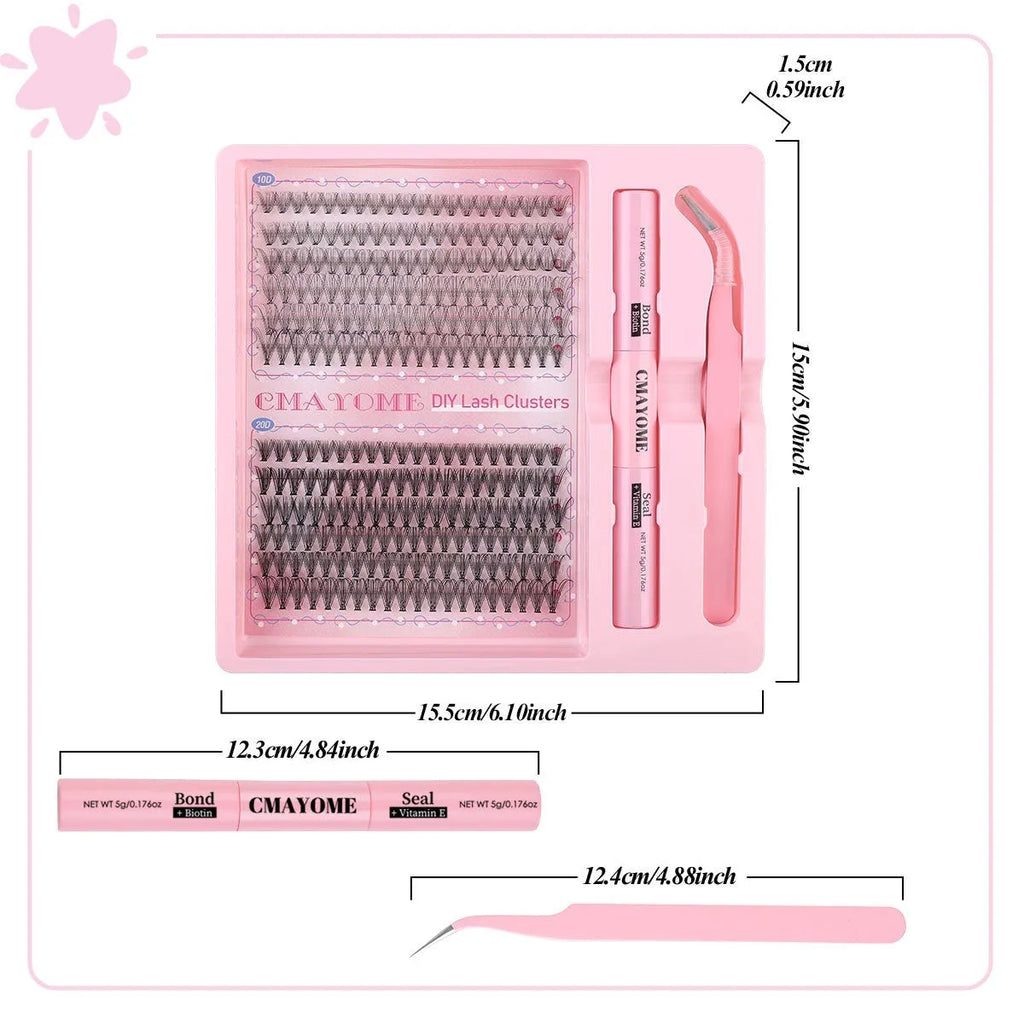 DIY single cluster false eyelashes individual artificial fibre lashes 15.5cm length