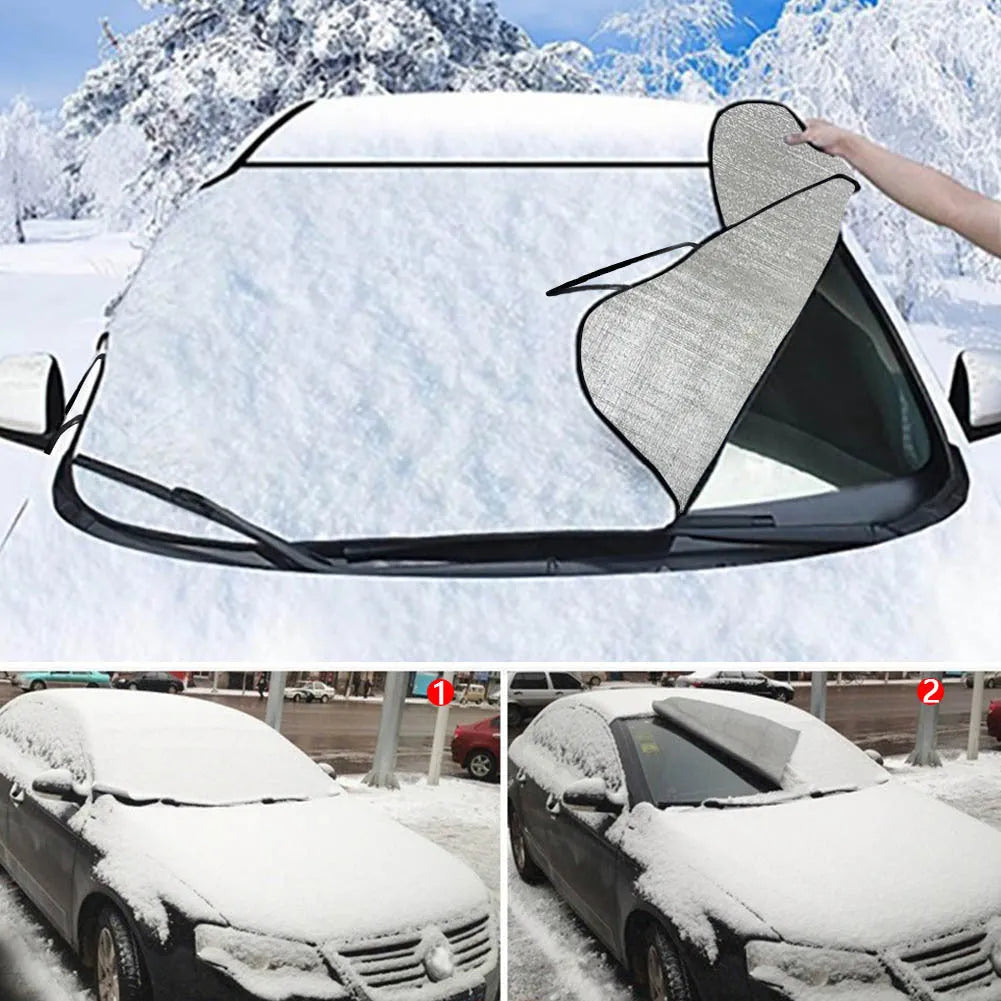 Car snow protection front gear cover with aluminium fabric measuring 130 by 70 centimetres