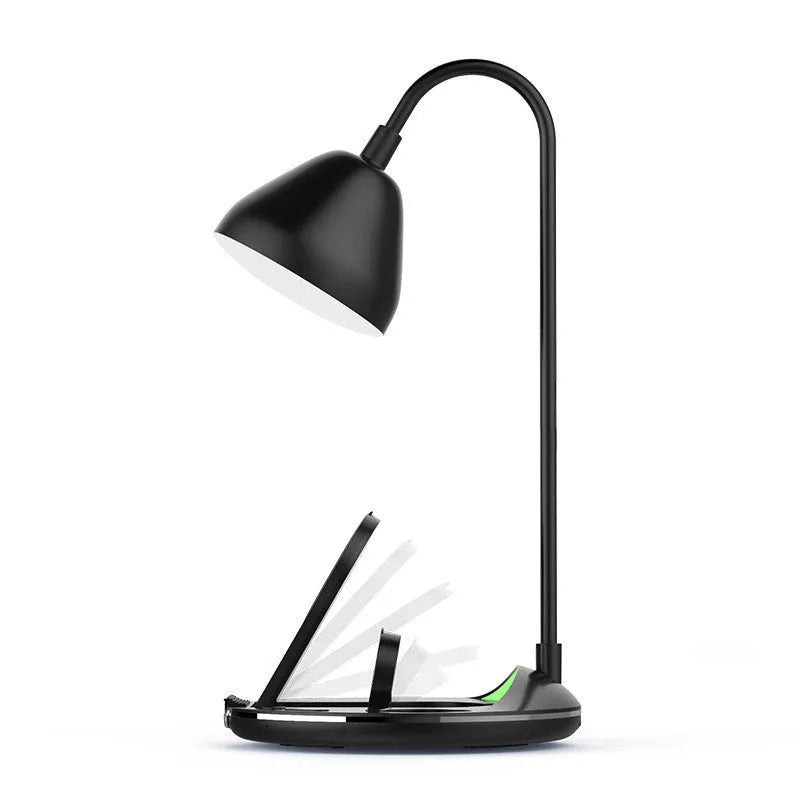 Black foldable magnetic wireless charger with phone and earbud charging areas open