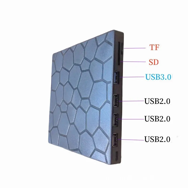 Black USB external CD writer optical drive with compact rectangular design