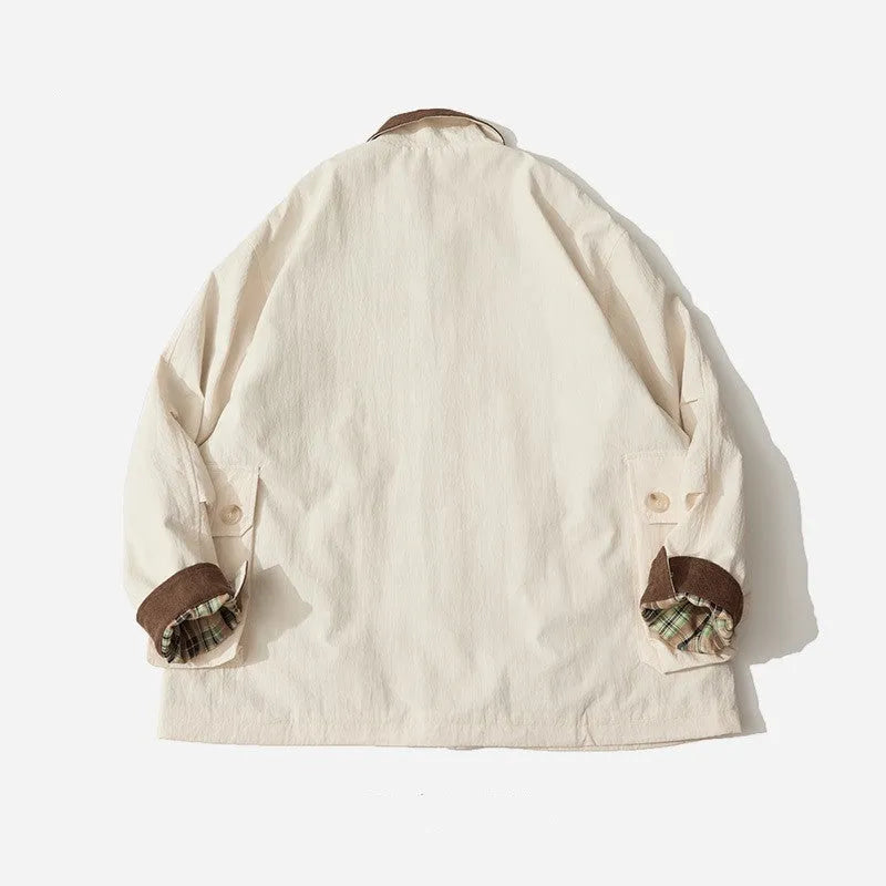 Solid colour casual jacket for men and women with side seam pockets in apricot or green