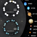 Set of twelve natural stone beaded bracelets for each zodiac sign.