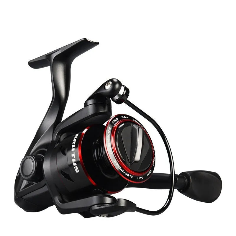 All-metal spinning fishing reel paired with telescopic fishing rod combo for lure fishing