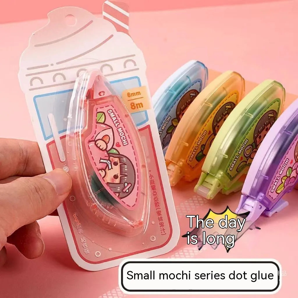 Dotting glue in juice colours: peach, lemon, blueberry, butter, grape, in a cute card pack.