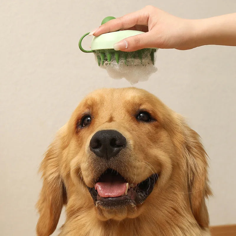Silicone pet hair remover comb with ABS handle in choice of colours for dog grooming