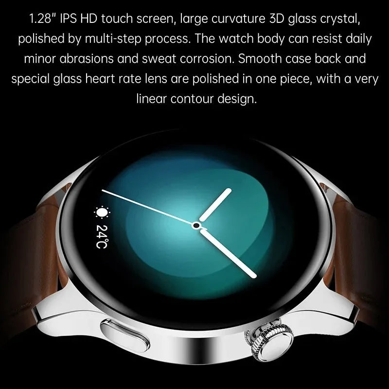 Smart watch with colour touchscreen showing heart rate data, with a black silicone strap on a wrist.
