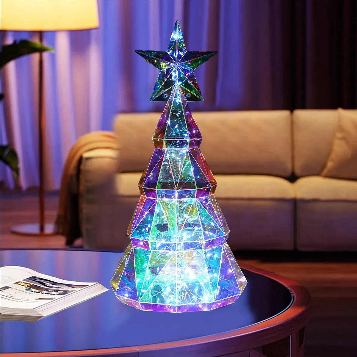 Colourful cartoon Christmas tree light decoration measuring 14.5×4.8×20cm with LED illumination