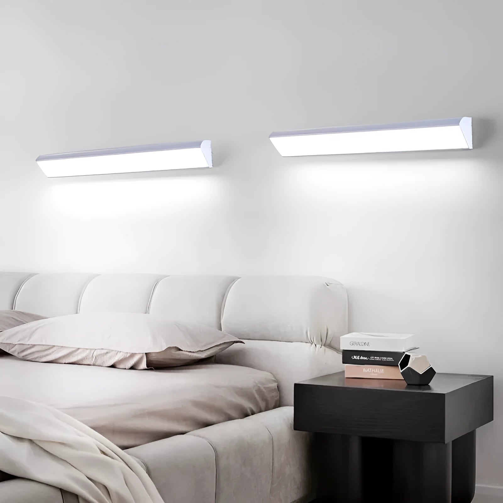 Modern LED strip wall lamp black aluminium body PC shade 150cm 48W indoor