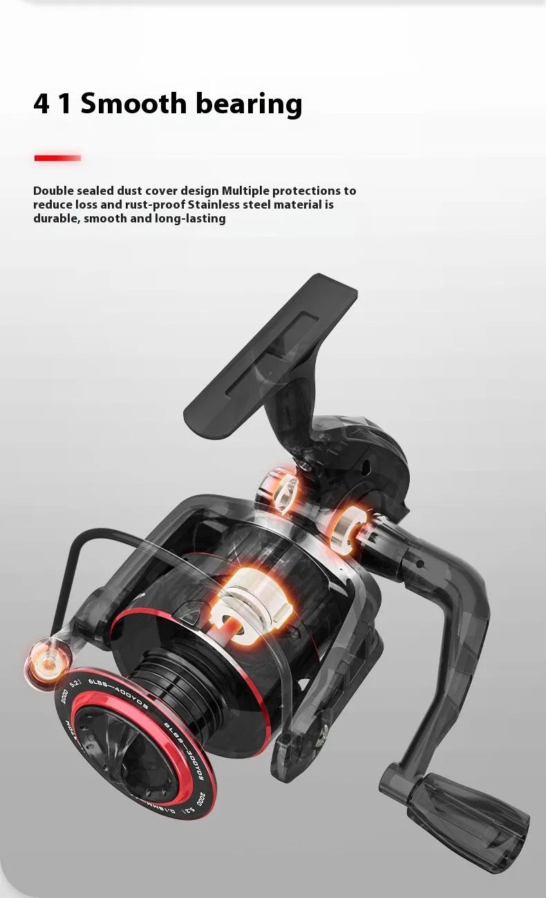 All-metal spinning fishing reel paired with telescopic fishing rod combo for lure fishing