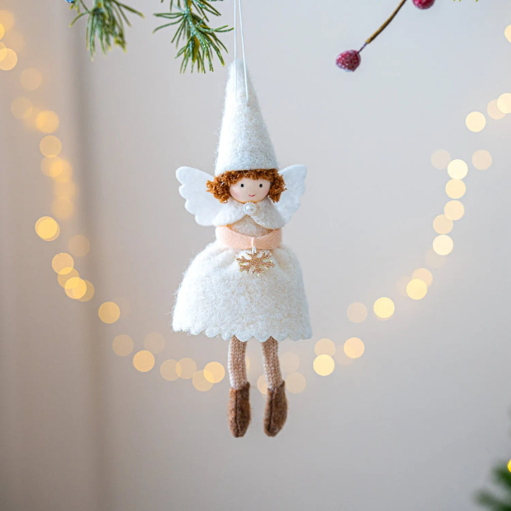 Pink and white cloth angel skirt Christmas pendant ornament with modern simplicity design