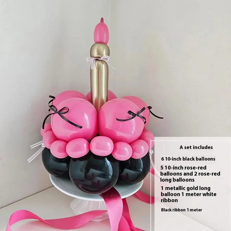 Balloon bouquet DIY kit for cake decoration showing round balloon arrangement materials