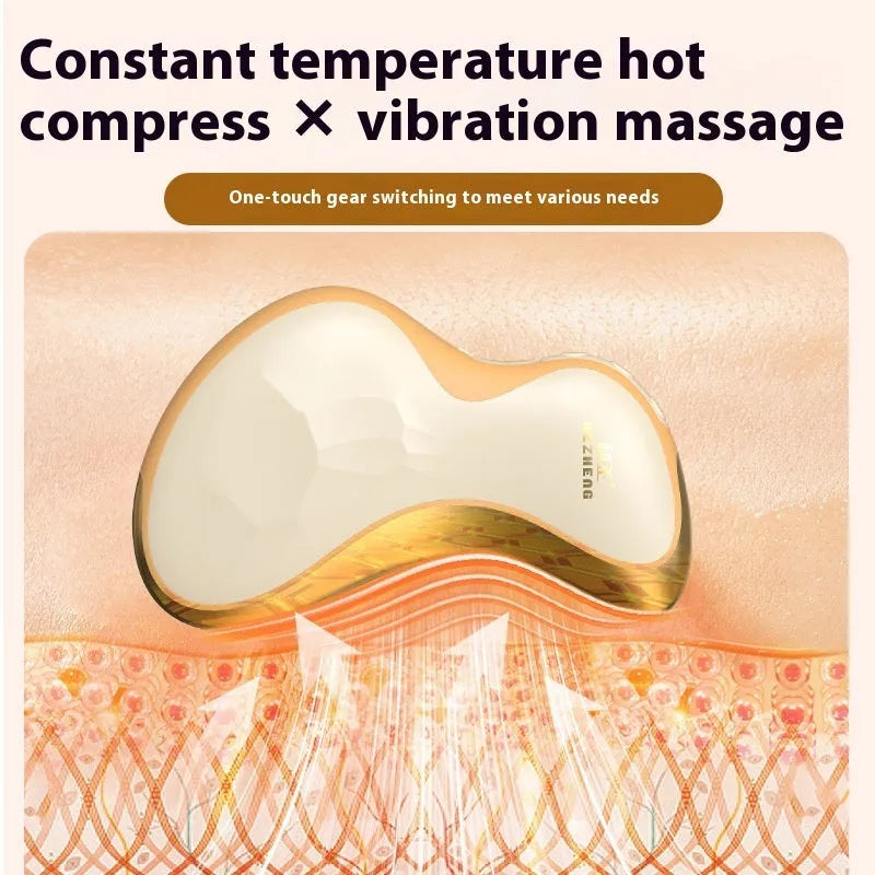 Electric scraping plate massage tool with USB charging port showing golden yellow electroplated brass construction