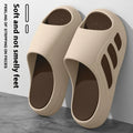 Brown and two-tone EVA platform flip flop slippers for indoor home use with letter detailing