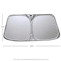 Aluminium foil car sunshade in titanium silver colour showing rectangular shape and reflective surface