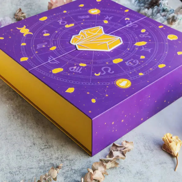 Paper Halloween countdown calendar box with compartments, dimensions 33.5cm by 30.5cm.