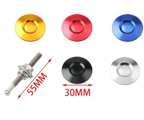 30mm aluminium alloy engine cover lock for modified racing cars in silver colour with 55mm screw