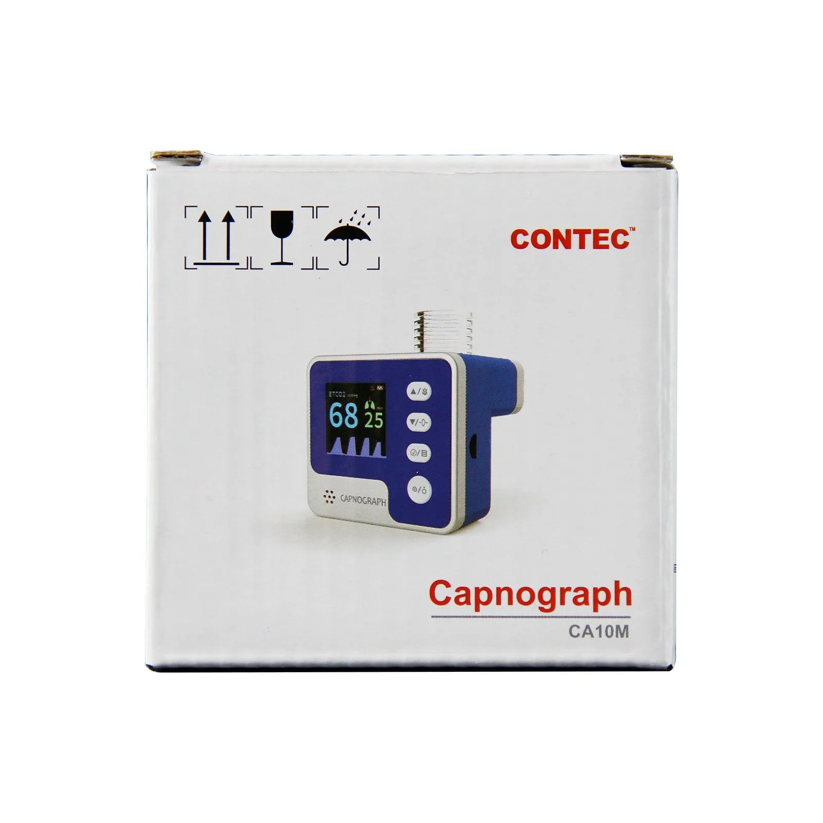 Veterinary mainstream CO2 capnograph CA10M monitor with ETCO2 and respiration rate display, alarm indicator, and battery power