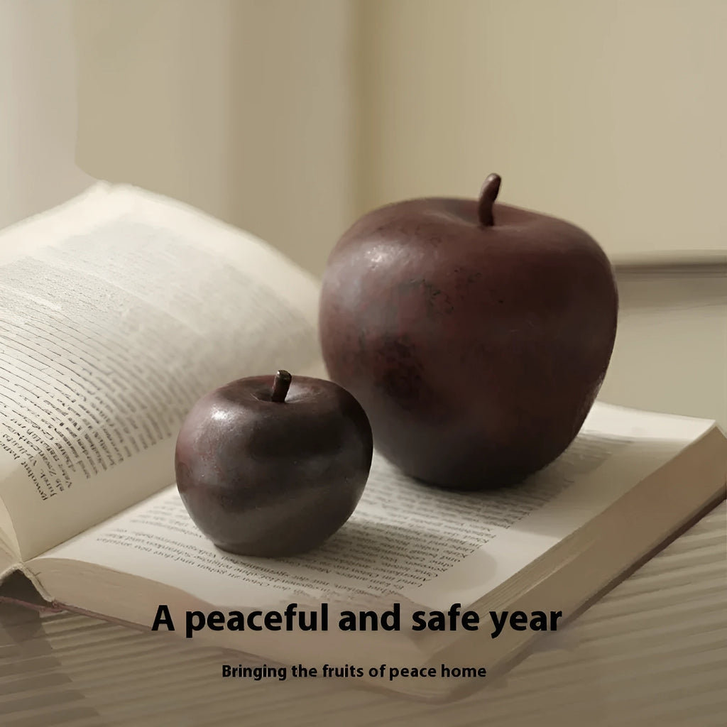 Retro Chinese-style ceramic apple desktop ornament in large and small size options.