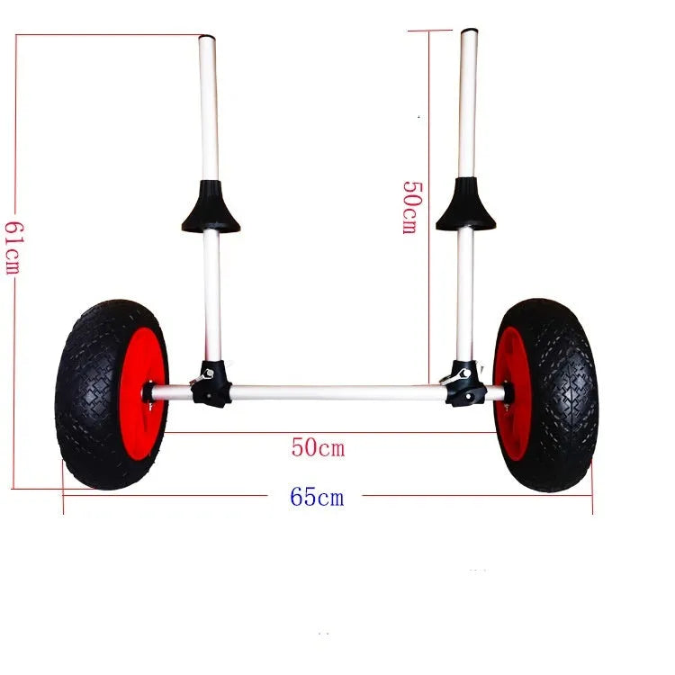 Foldable aluminium kayak beach trailer cart with upright pole platform for open kayak transport
