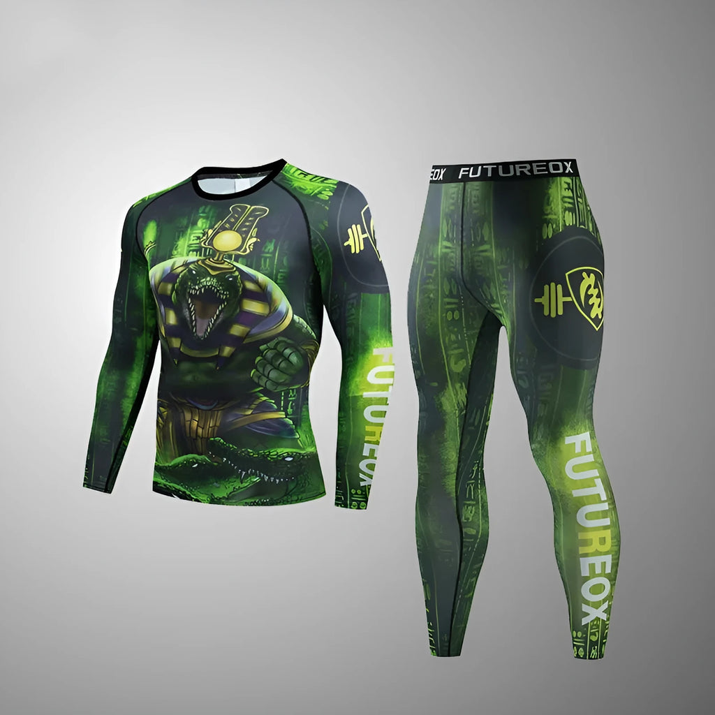 Men's slim-fit sports suit with printing pattern and stretch fabric for athletic activities