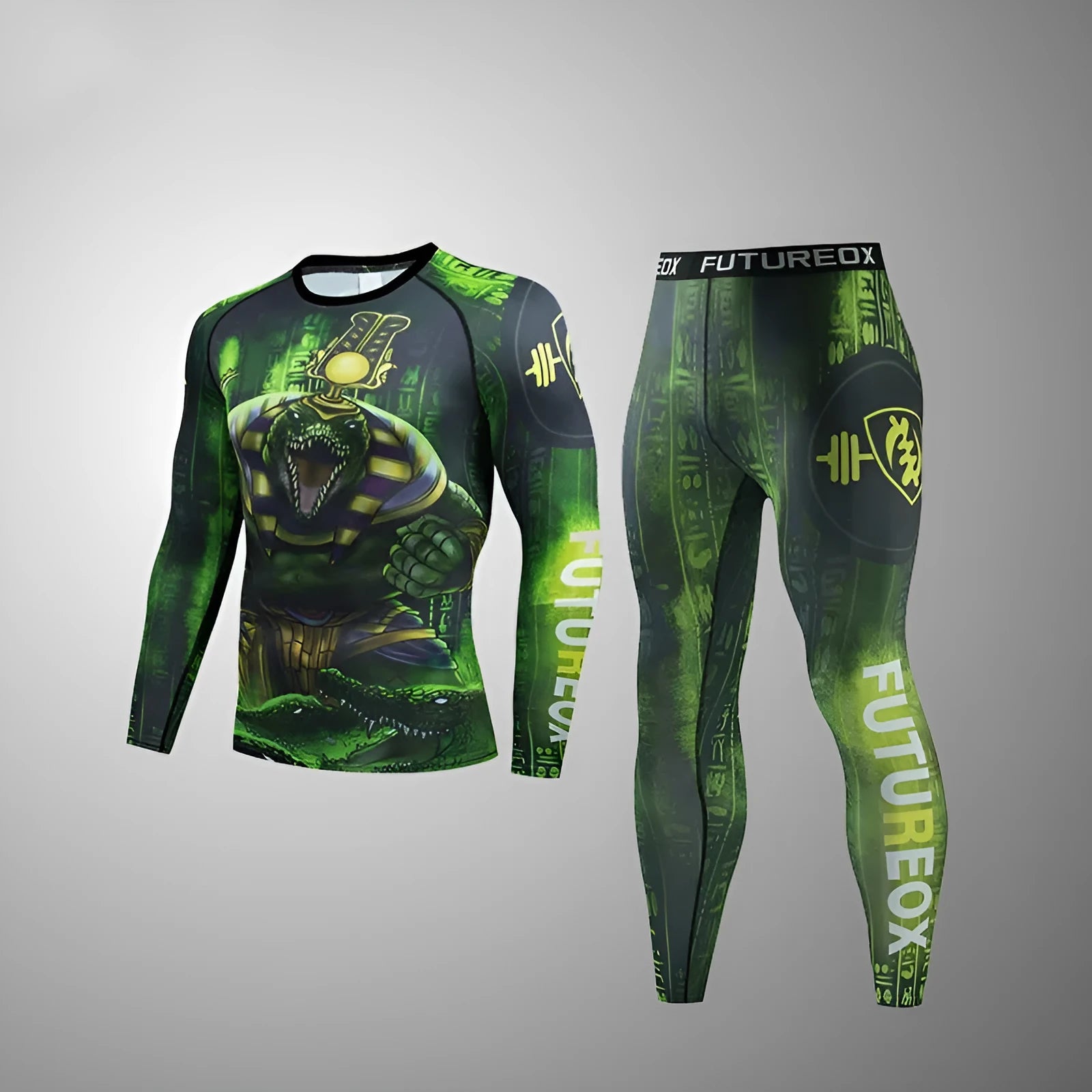 Men's slim-fit sports suit with printing pattern and stretch fabric for athletic activities