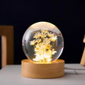 3D dandelion crystal ball USB night light on a beech wood stand base.