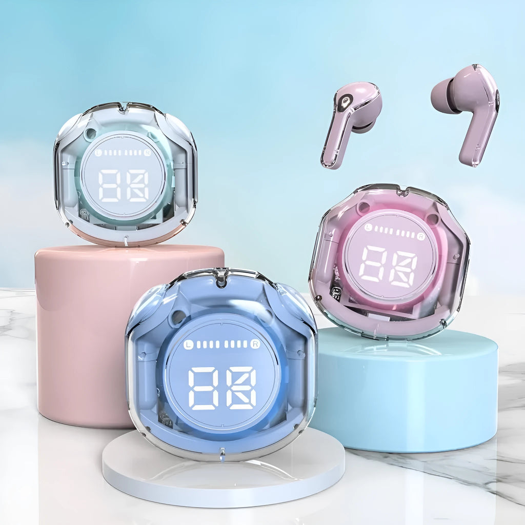 Transparent warehouse wireless Bluetooth in-ear headset in multiple colour options