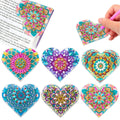 Six handmade PU leather bookmarks with crystal flower cornerite decoration in modern simplicity style