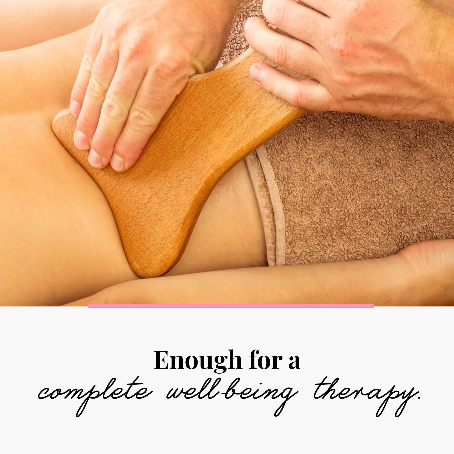 Beech wood massage roller set showing T-shaped roller and multiple wheel attachments for different pressure applications