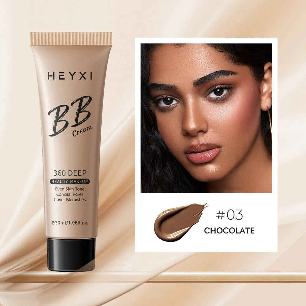 Waterproof BB cream tube with four colour shade options 01 02 03 04