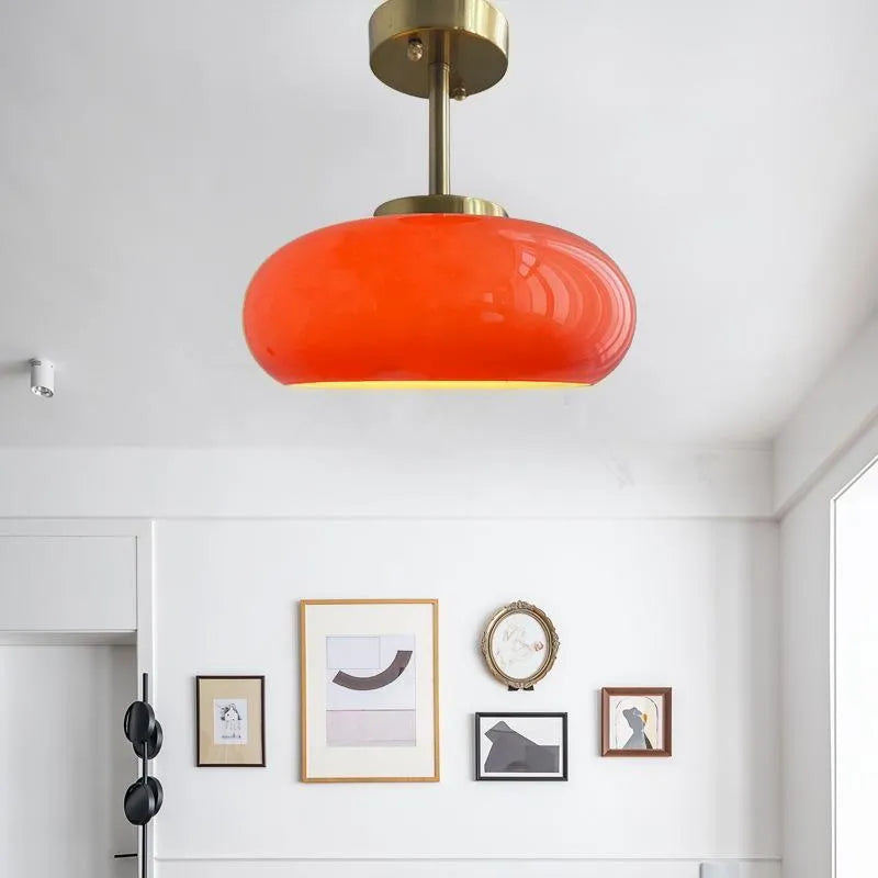 Bauhaus style three headed egg tart pendant light with glass shades in milky white finish
