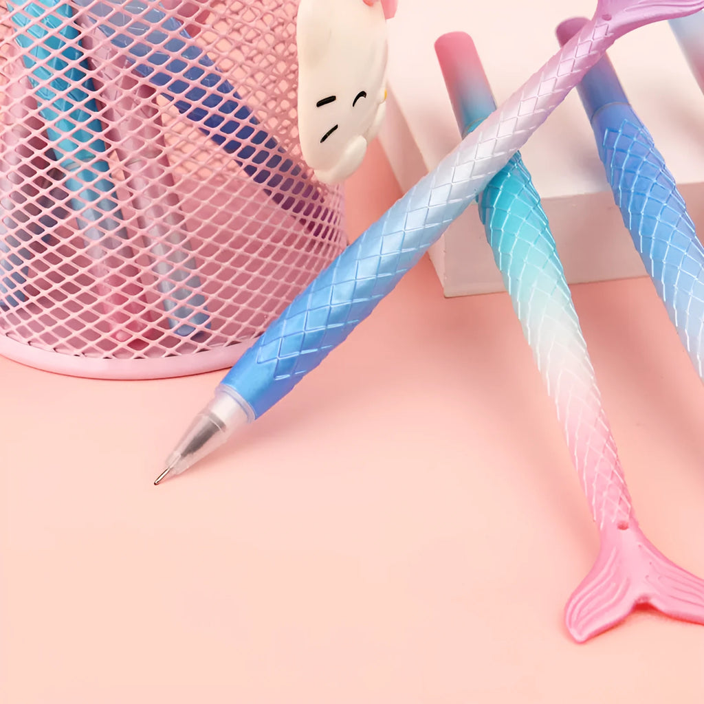 Plastic mermaid cartoon pen with 0.38mm needle-tube writing tip