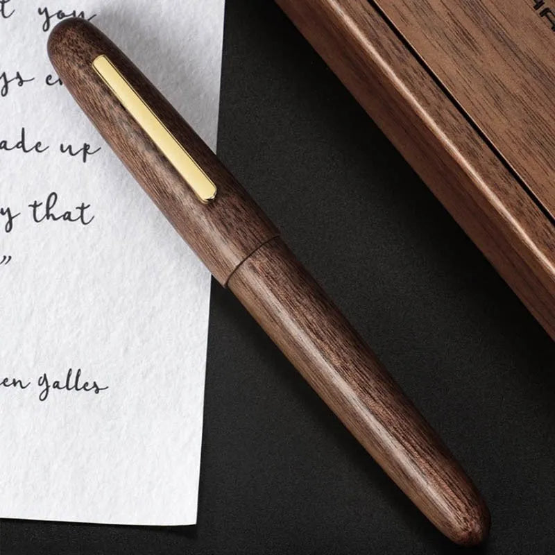 Wooden fountain pen with rotating cap in choice of seven wood finishes for business writing