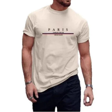 Men's casual pure cotton T-shirt with printed letter design in multiple colour options