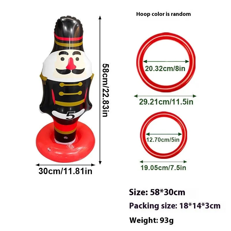 Colourful inflatable PVC throwing toy ferrules in octopus, antlers, witch hat, and Santa Claus designs.