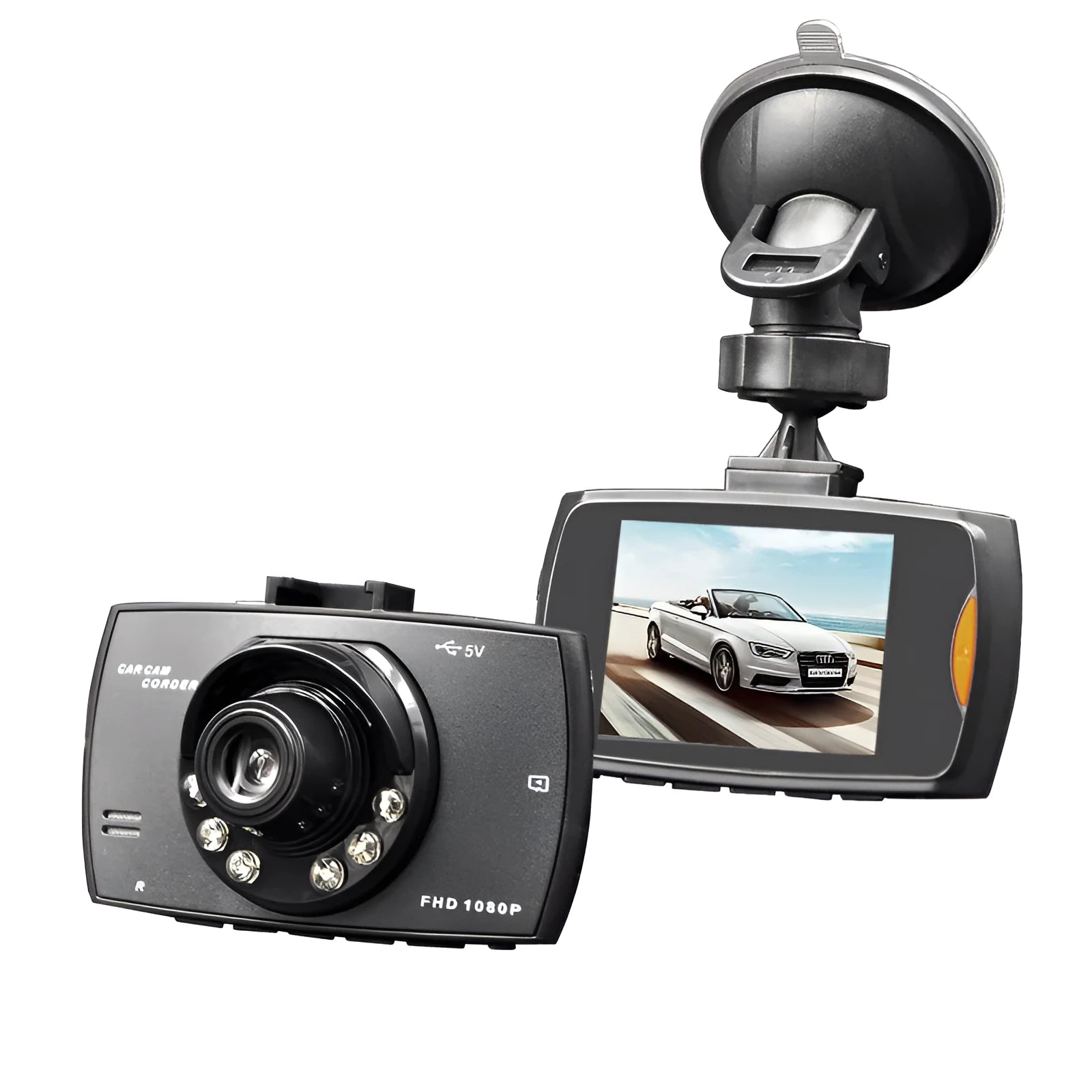 Car DVR dual camera system with front and rear recording and reversing image display