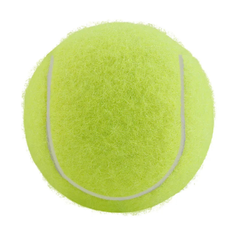 Bright coloured 6.3cm rubber dog tennis ball toy for bite-resistant fetch and chew play.