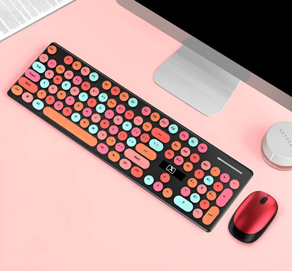 Wireless punk manipulator keyboard and mouse set in vibrant yellow mixed colour