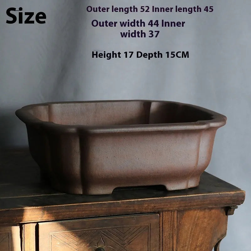 Purple sand rectangular bonsai flower pot with modern design for floor placement