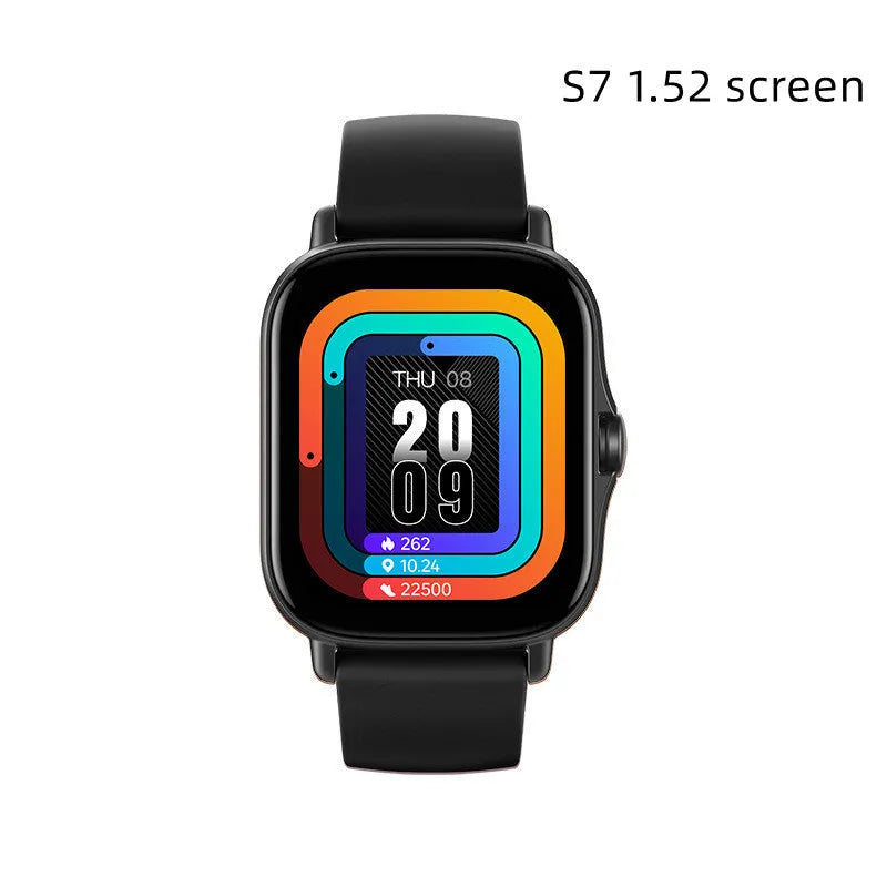 GT20 smart watch with black alloy case and silicone band showing heart rate reading on screen