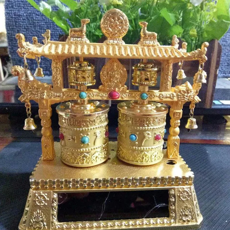 Traditional Chinese style alloy prayer wheel car decoration with licence plate model