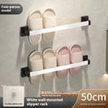 Nordic style wall mounted bathroom slipper rack with seat function in black finish